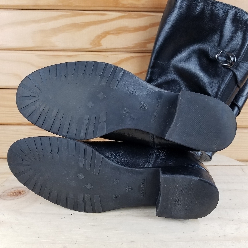 Vintage NARDUCCI Black BOHO Western Biker Leather Riding Boots Side Zip 37 EUR - Picture 12 of 12
